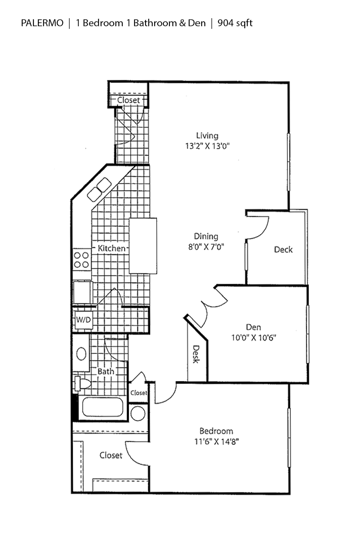 Palermo 1 Bedroom + Den 904 SF - Bella Terra
